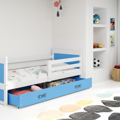 Kinderbett mit Stauraum ohne Matratze 80x190 FERGUS – Weiß / Blau