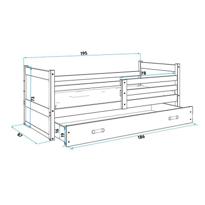 Kinderbett mit Stauraum ohne Matratze 80x190 FERGUS – Weiß