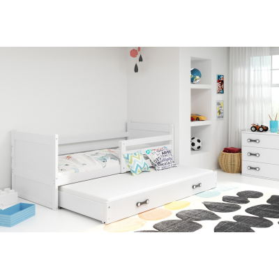 Kinderbett mit Zustellbett und Matratzen 90x200 FERGUS – Weiß