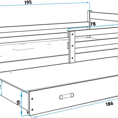 Kinderbett mit Zustellbett ohne Matratzen 80x190 FERGUS – Weiß / Graphit