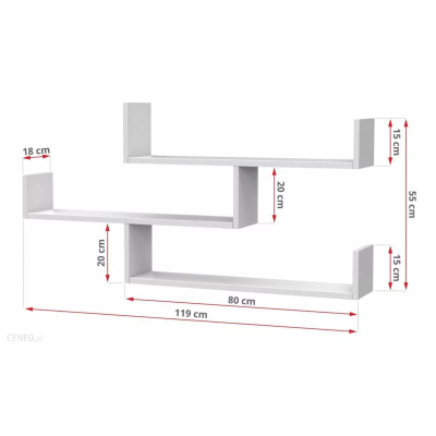 Wandregal zum Aufhängen 3 TRENT – weiß