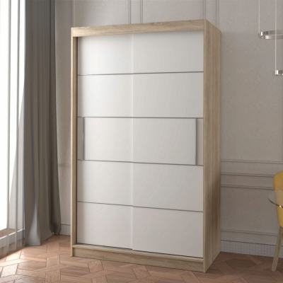 Moderner Kleiderschrank ZOREA 06 – Breite 120 cm, Sonoma-Eiche / Weiß