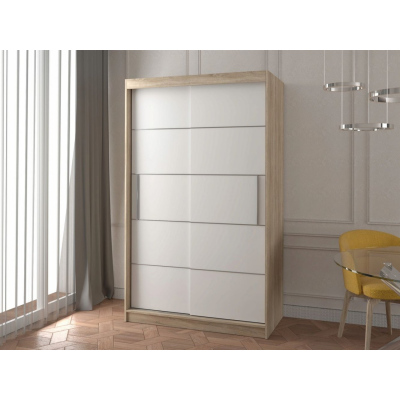 Moderner Kleiderschrank ZOREA 06 – Breite 120 cm, Sonoma-Eiche / Weiß