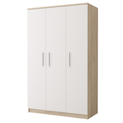 Dreitüriger Kleiderschrank für Kinderzimmer OLEG – Breite 120 cm, Eiche Sonoma / weiß