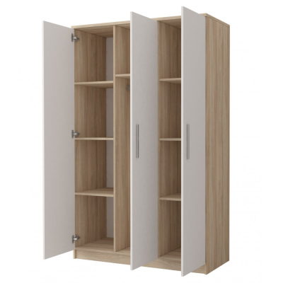 Dreitüriger Kleiderschrank für Kinderzimmer OLEG – Breite 120 cm, Eiche Sonoma / weiß