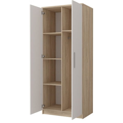 Kleiderschrank für Kinderzimmer OLEG – Breite 80 cm, Eiche sonoma / weiß