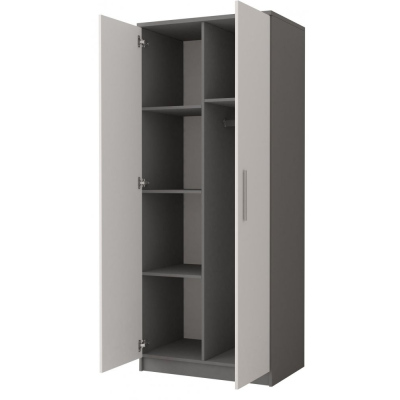 Kleiderschrank für Kinderzimmer OLEG – Breite 80 cm, grau / weiß