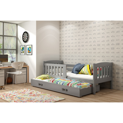 Kinderbett mit Zustellbett und Matratzen 90x200 BRIGID – Graphit