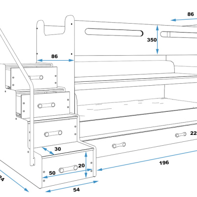 Kinderhochbett mit Stauraum ohne Matratzen 80x200 IDA 1 – Weiß