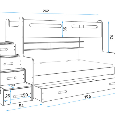 Kinderhochbett mit Stauraum und Matratzen 80x200 IDA 3 – Weiß