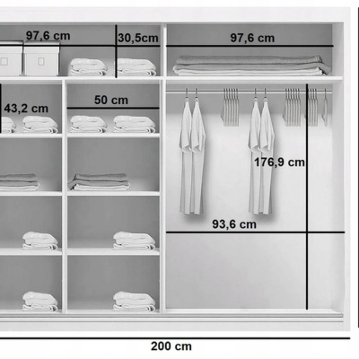 Geräumiger Kleiderschrank AMADEO, Breite 200 cm, Höhe 215 cm