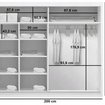 Geräumiger Kleiderschrank AMADEO, Breite 200 cm, Höhe 245 cm