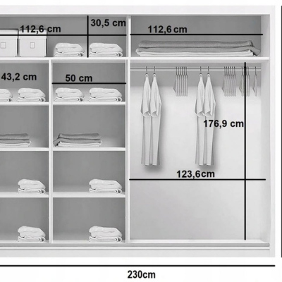 Geräumiger Kleiderschrank AMADEO, Breite 230 cm, Höhe 215 cm