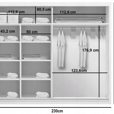 Geräumiger Kleiderschrank AMADEO, Breite 230 cm, Höhe 245 cm