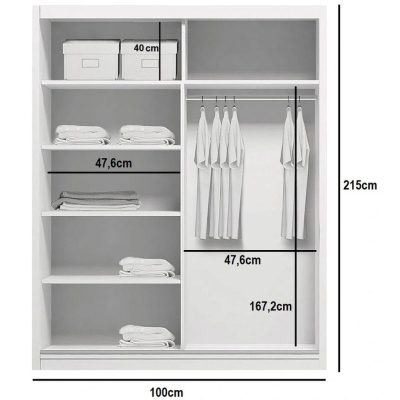 Kleiderschrank mit Spiegel 100/215 ANASTACIO – weiß