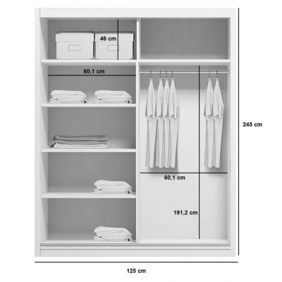 Kleiderschrank mit Spiegel 125/245 ANASTACIO – weiß