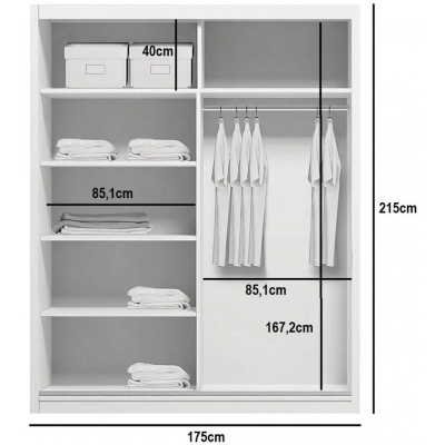 Kleiderschrank mit Spiegel 175/215 ANASTACIO – weiß