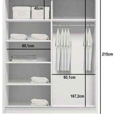 Kleiderschrank mit Spiegel 125/215 ANASTACIO – weiß