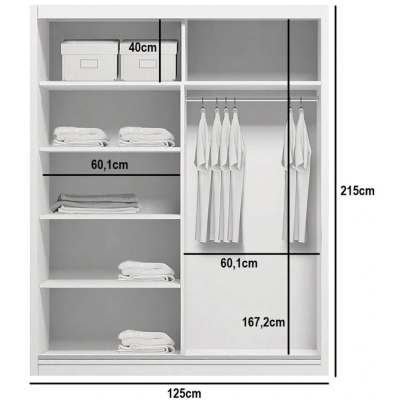 Kleiderschrank mit Spiegel 125/215 ANASTACIO – weiß