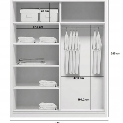 Kleiderschrank mit Spiegel 100/245 ANASTACIO – weiß