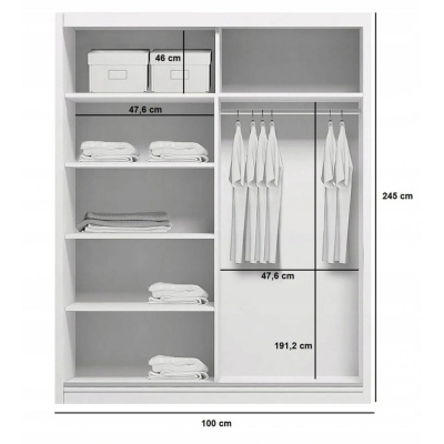 Kleiderschrank mit Spiegel 100/245 ANASTACIO – weiß