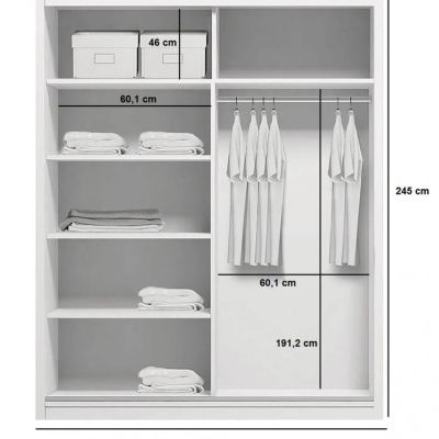 Kleiderschrank mit Spiegel 125/245 ANASTACIO – Eiche craft Gold