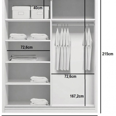 Kleiderschrank mit Spiegel 150/215 ANASTACIO – Eiche craft Gold