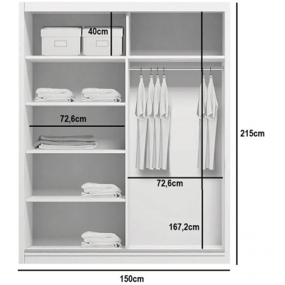 Kleiderschrank mit Spiegel 150/215 ANASTACIO – Eiche craft Gold