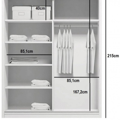 Kleiderschrank mit Spiegel 175/215 ANASTACIO – Eiche craft Gold