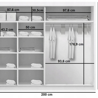 Kleiderschrank mit Spiegel EDUARDO, Breite 200 cm, Höhe 215 cm