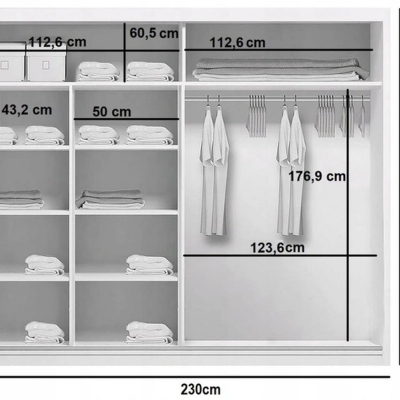 Kleiderschrank mit Spiegel EDUARDO, Breite 230 cm, Höhe 245 cm