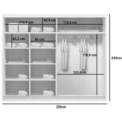 Kleiderschrank mit Spiegel EDUARDO, Breite 230 cm, Höhe 245 cm