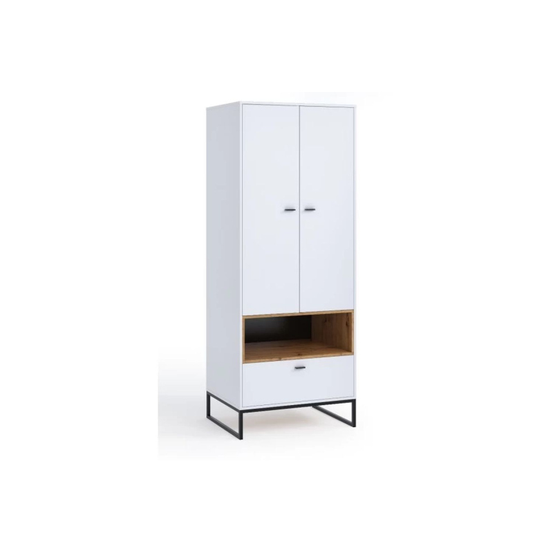 Schrank mit Schublade und Kleiderstange ONNI – Breite 80 cm, Weiß