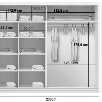 Kleiderschrank mit Spiegel GABRIEL, Breite 230 cm, Höhe 215 cm