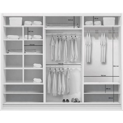 Dreitüriger Kleiderschrank 278 cm LEO – weiß / Eiche Sonoma