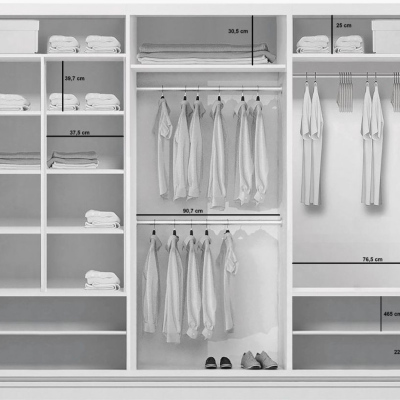 Dreitüriger Kleiderschrank 250 cm LEO – weiß