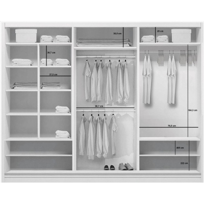 Dreitüriger Kleiderschrank 250 cm LEO – weiß