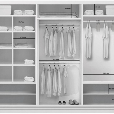 Dreitüriger Kleiderschrank 278 cm LEO – weiß