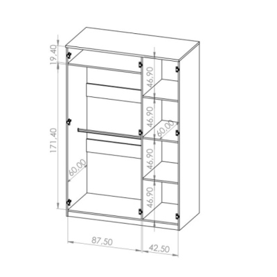 Dreitüriger Schrank mit klassischer Öffnung BRYAN – Breite 135 cm, weiß