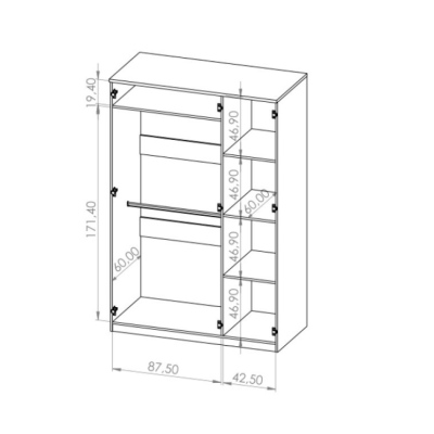 Dreitüriger Schrank mit klassischer Öffnung BRYAN – Breite 135 cm, weiß