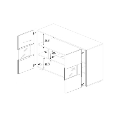 Kommode mit Glas CONNOR – braun