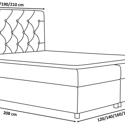 Elegantes rustikales Bett Bradley 120x200, schwarz + TOPPER