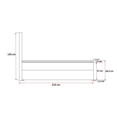 Gepolstertes Doppelbett Daria Graublau 140 + gratis Topper