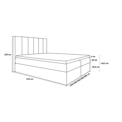 Boxspring gepolstertes Bett Daria blaugrau 160 + gratis Topper