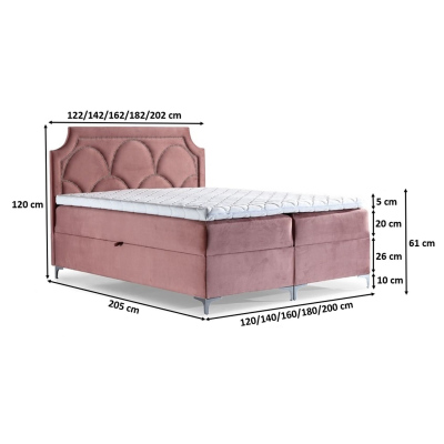 Luxusbett CASSANDRA 140x200, Braun