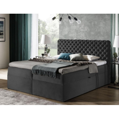 Polsterbett 120x200 CLARITA – Grau + GRATIS Topper