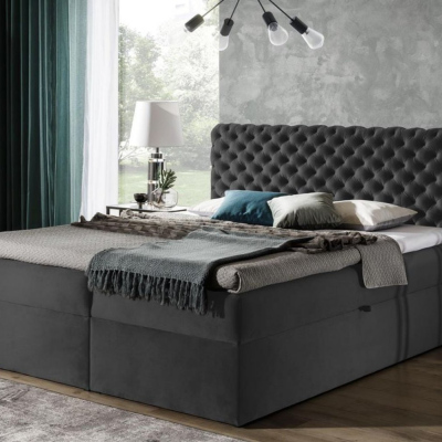 Polsterbett 180x200 CLARITA – Grau + GRATIS Topper