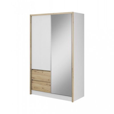 Schrank mit Schubladen und Spiegel 130 cm SALOME – Eiche Artisan