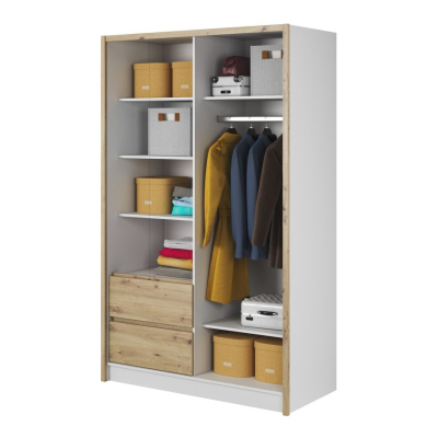 Schrank mit Schubladen und Spiegel 130 cm SALOME – Eiche Artisan