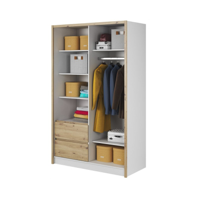 Schrank mit Schubladen und Spiegel 130 cm SALOME – Eiche Artisan